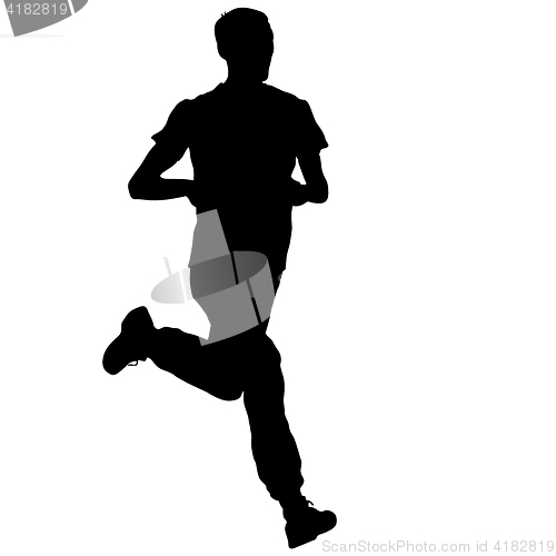 Image of Silhouettes. Runners on sprint, men. illustration