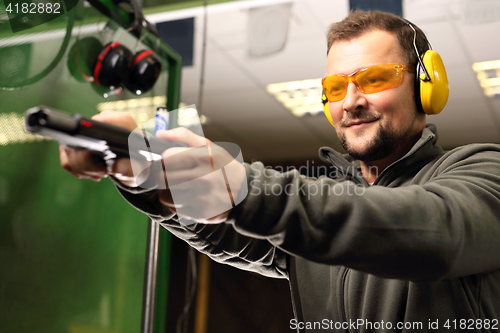 Image of Science use of firearms. Shooting range.