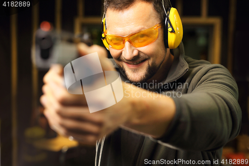 Image of Science use of firearms. Shooting range.