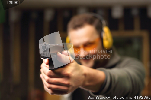 Image of Science use of firearms. Shooting range.