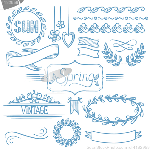 Image of Set of spring ribbons and elements.