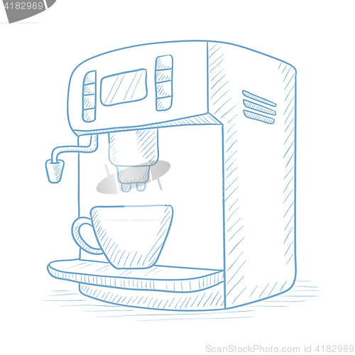 Image of Coffee maker with cup.