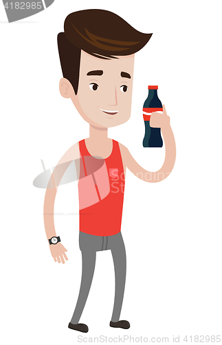 Image of Young man drinking soda vector illustration.