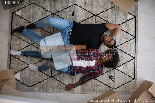 Image of Top view of attractive young African American couple