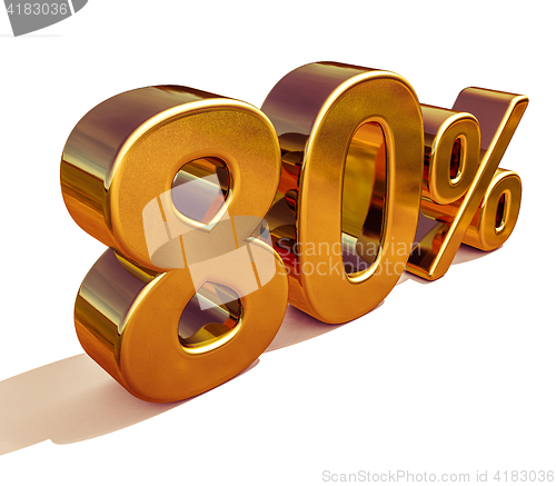 Image of 3d Gold 80 Eighty Percent Discount Sign