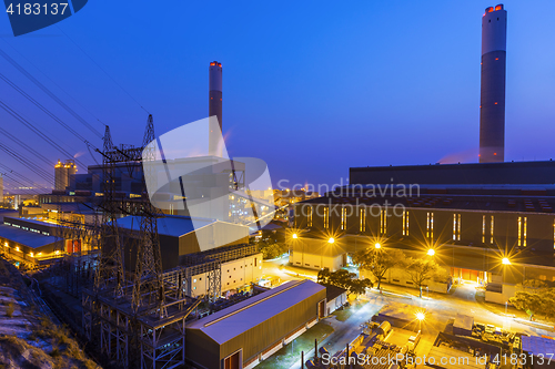 Image of Hong Kong power station at sunset