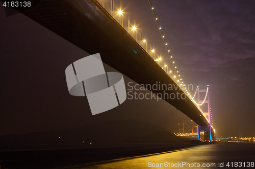 Image of night scene of Tsing Ma bridge 