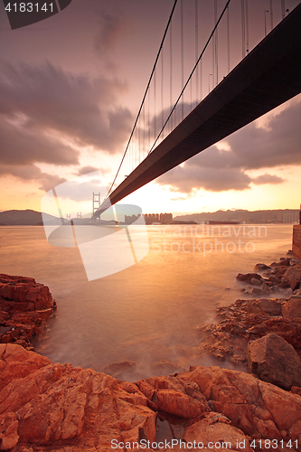 Image of bridge at sunset moment