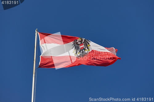 Image of Austrian Flag In The Wind