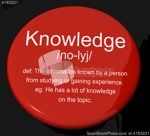 Image of Knowledge Definition Button Showing Information Intelligence And