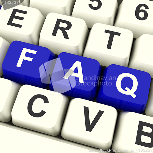 Image of FAQ Computer Keys In Blue Showing Information