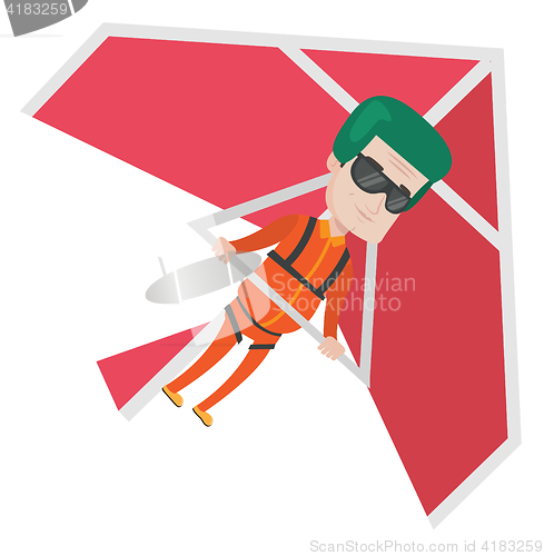 Image of Man flying on hang-glider vector illustration.