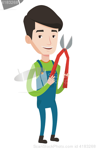 Image of Farmer with pruner vector illustration.