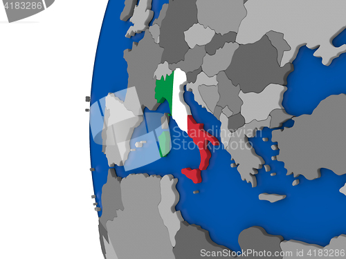 Image of Italy on globe