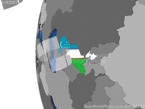 Image of Uzbekistan on globe