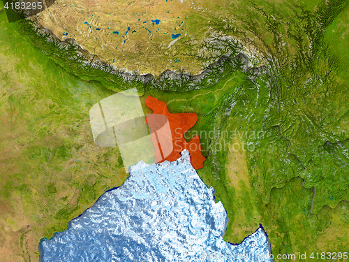 Image of Bangladesh in red