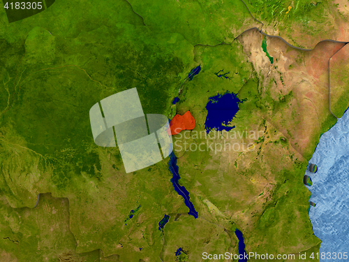 Image of Rwanda in red