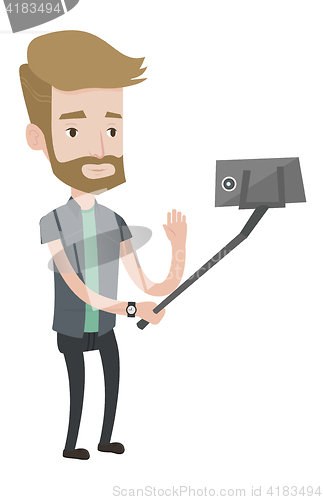 Image of Man making selfie vector illustration.