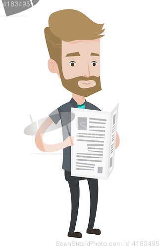 Image of Man reading newspaper vector illustration.