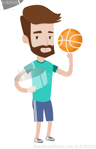 Image of Hipster basketball player spinning ball.