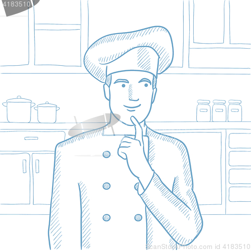 Image of Chef pointing forefinger up vector illustration.