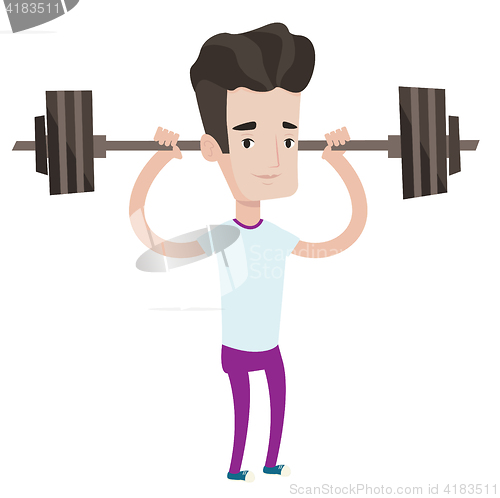 Image of Weightlifter lifting barbell vector illustration.