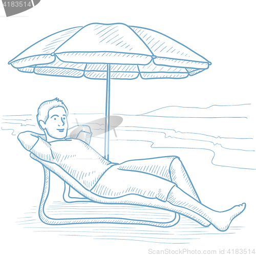 Image of Man relaxing on beach chair vector illustration.