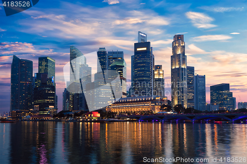 Image of Singapore skyline in evening