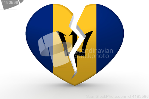 Image of Broken white heart shape with Barbados flag