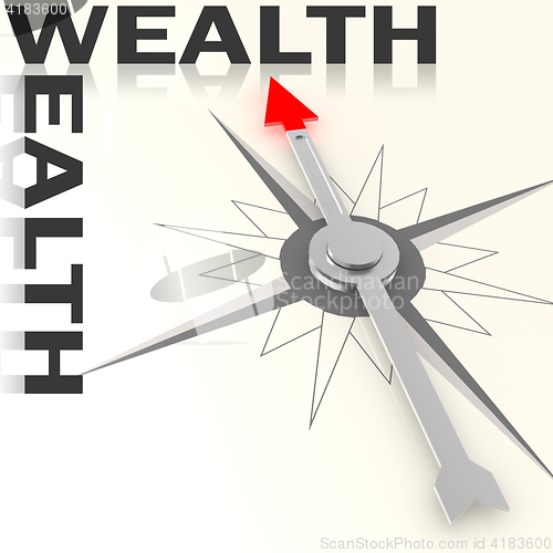 Image of Compass with wealth word isolated