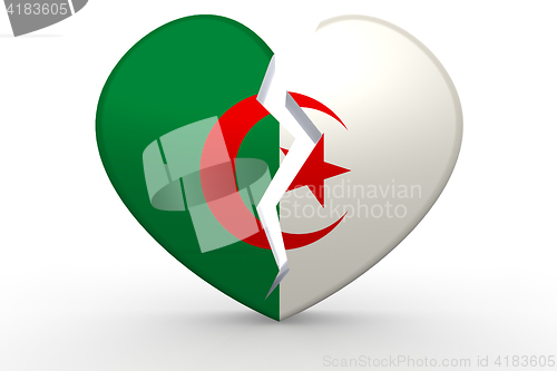 Image of Broken white heart shape with Algeriav flag