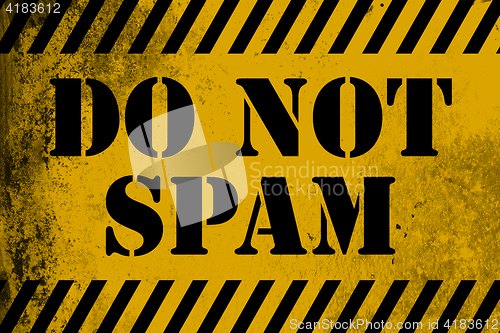 Image of Do not spam sign yellow with stripes