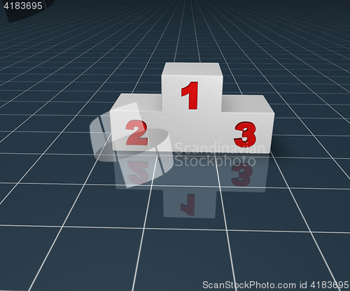 Image of winner podium on blue squared surface - 3d illustration