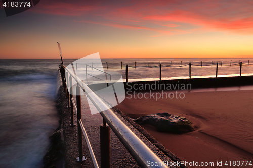 Image of Sunrise at Newport beach rock pool Australia
