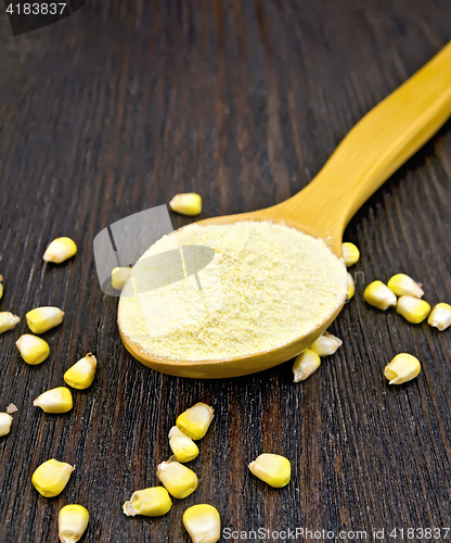 Image of Flour corn in spoon on board