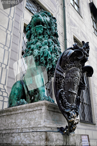 Image of Bavarian lion statue at Munich Residenz palace