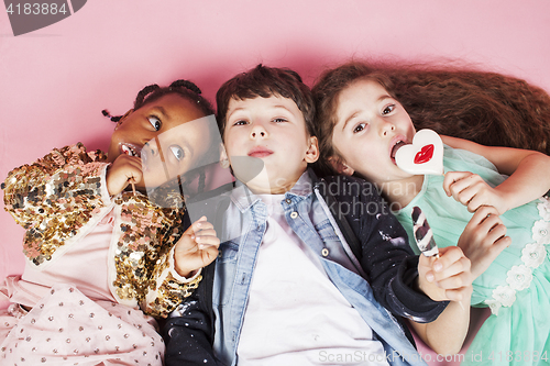 Image of lifestyle people concept: diverse nation children playing togeth