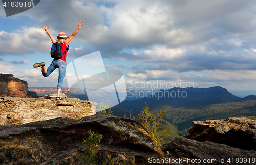 Image of Happy Woman feeling elation, joy, success, accomplishment