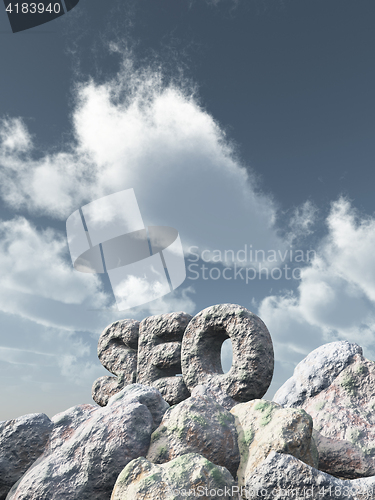 Image of seo rock under cloudy blue sky - 3d illustration