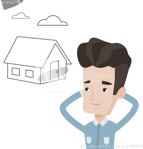 Image of Man dreaming about buying new house.