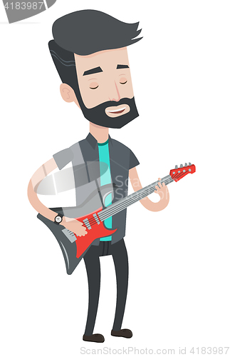 Image of Man playing electric guitar vector illustration.