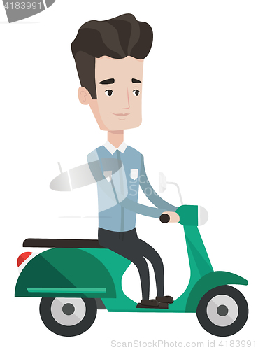 Image of Man riding scooter vector illustration.