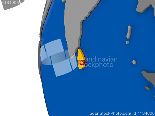 Image of Sri Lanka on globe