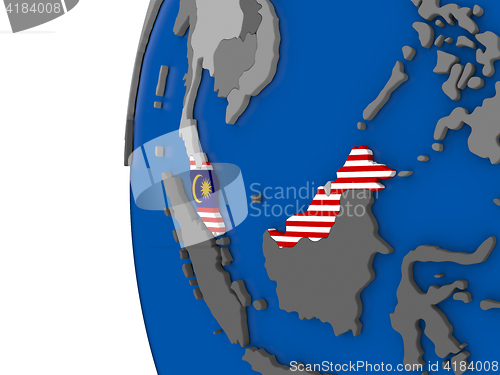 Image of Malaysia on globe