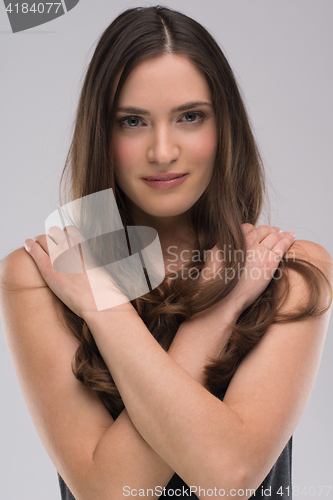 Image of portrait  of beautiful young brunette woman