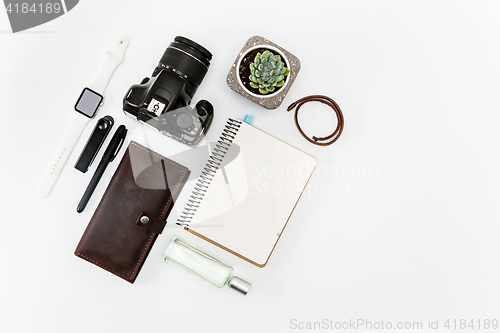 Image of Still life of casual man. Modern male accessories