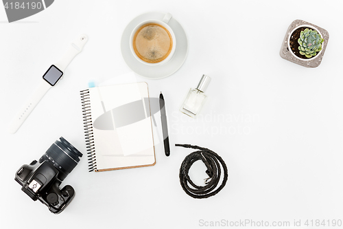 Image of Still life of casual woman. Modern female accessories