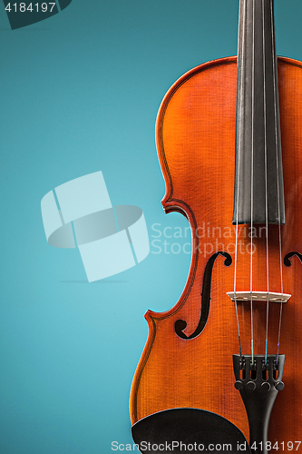 Image of The violin front view on blue