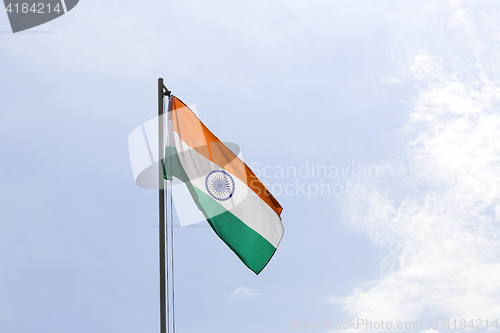 Image of National flag of India on a flagpole