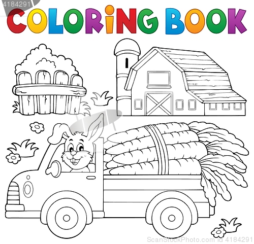Image of Coloring book farm truck with carrots